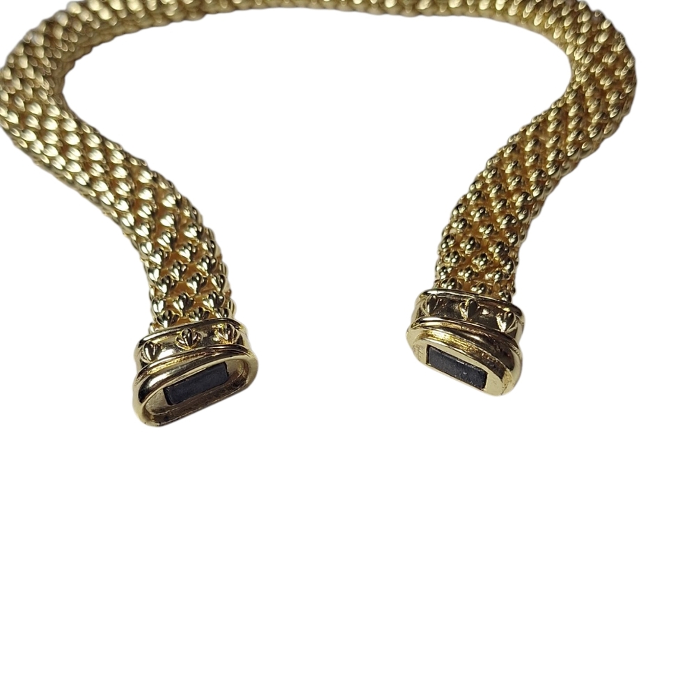 Chunky Gold Tone Choker Collar Necklace Magnetic Front Closure 14" - Picture 3 of 8